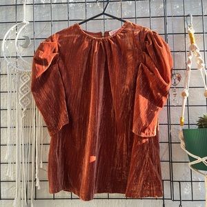 LEYDEN - Crushed Velvet Puff-Sleeve Top